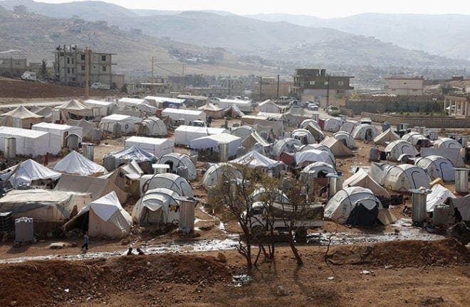 Tents of Syrian refugees are seen at a camp at the Lebanese border town of Arsal, in the eastern Bekaa Valley, Nov. 20. CNS photo/Mohamed Azakir, Reuters