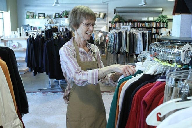 Linda Wessels has volunteered with Buckhead Christian Ministry since Holy Spirit Church began its association and support of the nonprofit in 2001. Initially Wessels served on the board and today she is a volunteer at the Buckhead Christian Ministry’s THRIFTique. Wessels and her husband Tom have been parishioners at Holy Spirit for 30 years. Photo By Michael Alexander